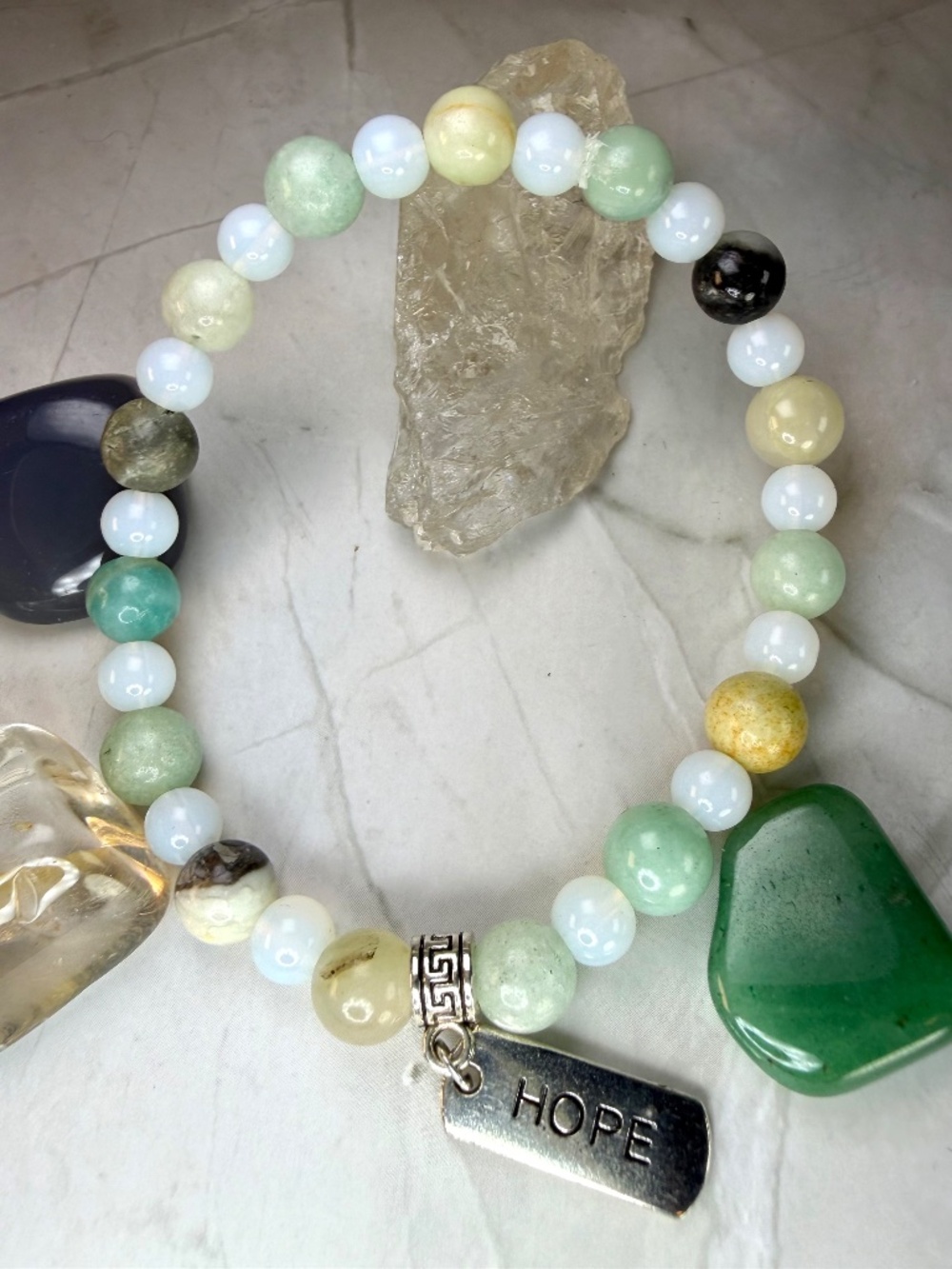 Amazonite 8mm & Opal Hope Bracelet